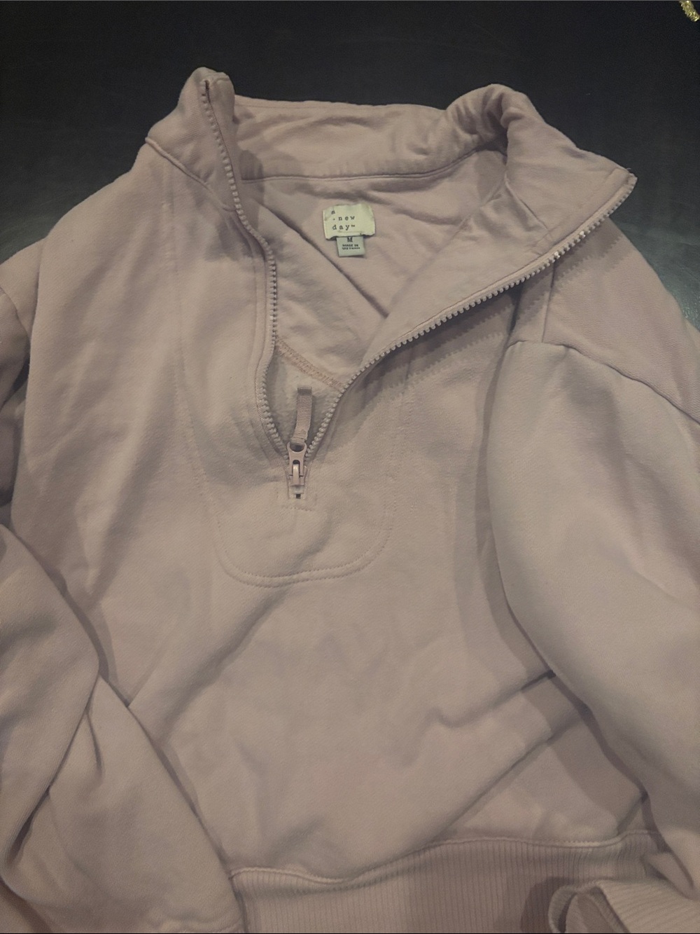 a new day Women's Light Mauve Half-Zip Pullover Sweater